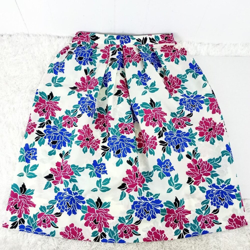 Vintage 1980s Floral Bloom Lightweight Skirt Medium Inner Visions Ship'n Shore
